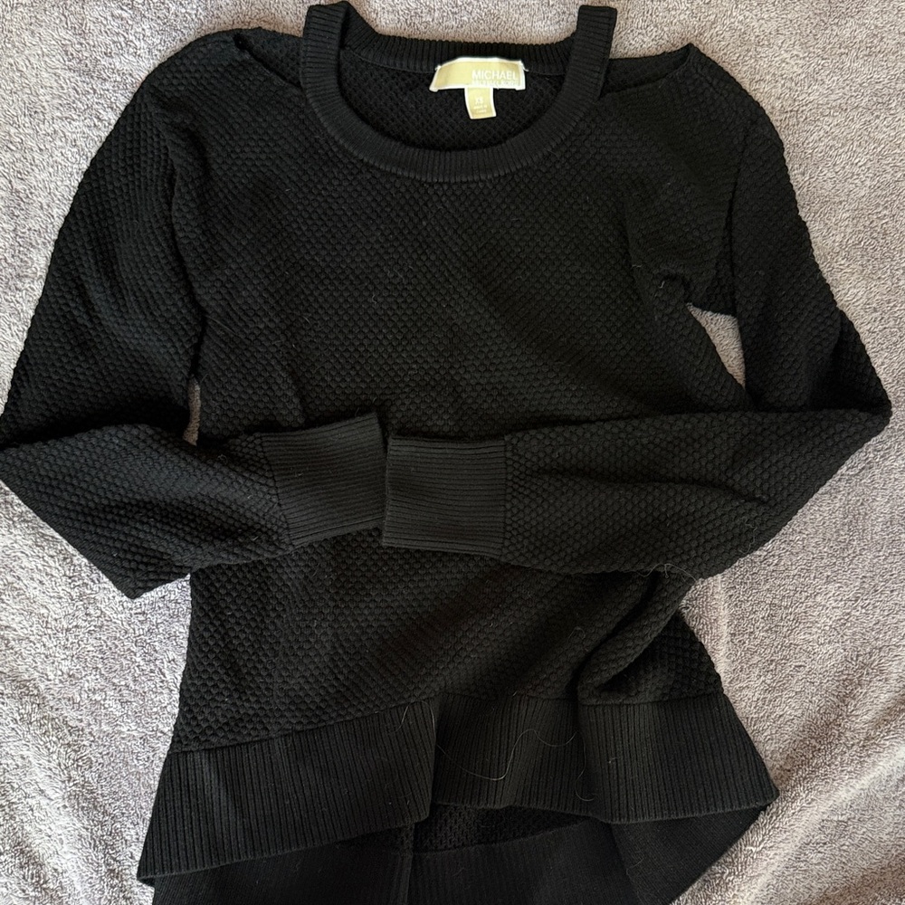 MICHAEL Michael Kors Black Textured Knit Hoodie